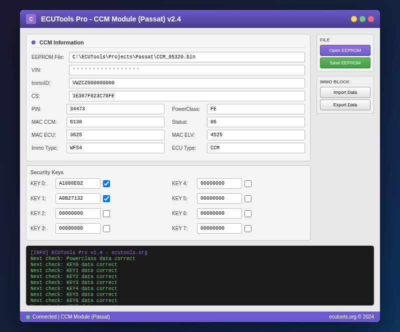 "Éditeur CCM Passat - module confort checksum PIN MAC clés immobiliseur WFS4"